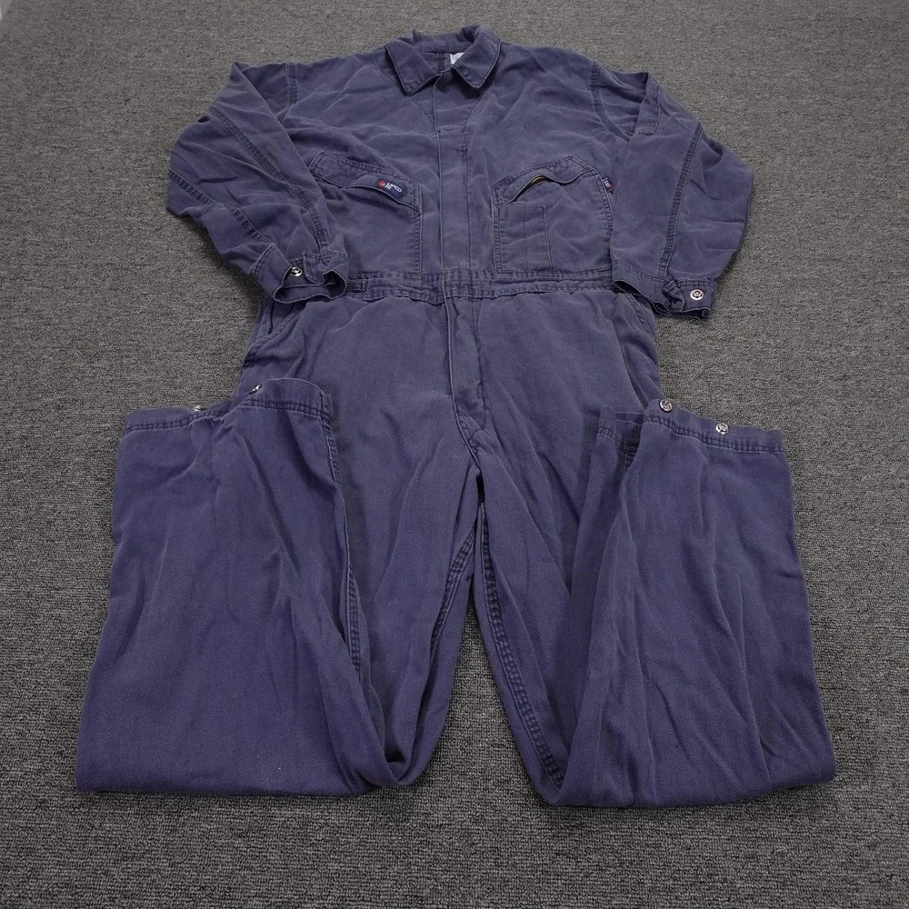 Lapco FR Coveralls Mens Large Regular Blue Cotton Twill Flame Resistant Workwear